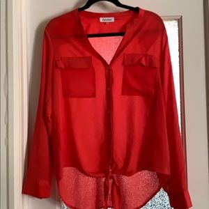 Hot pink Calvin Klein Front Tie Shirt